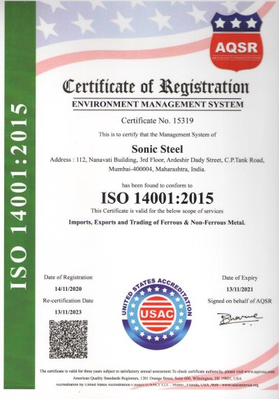 ISO 14001:2015 Certificate