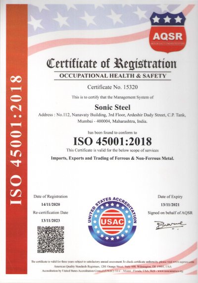 ISO 45001:2018 Certificate